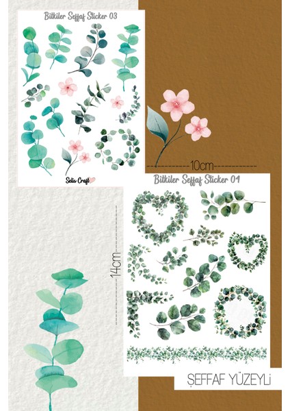 Bitkiler Temalı Şeffaf Sticker Seti 03-04 Ajanda Planlayıcı Bullet Journal Için Uygundur