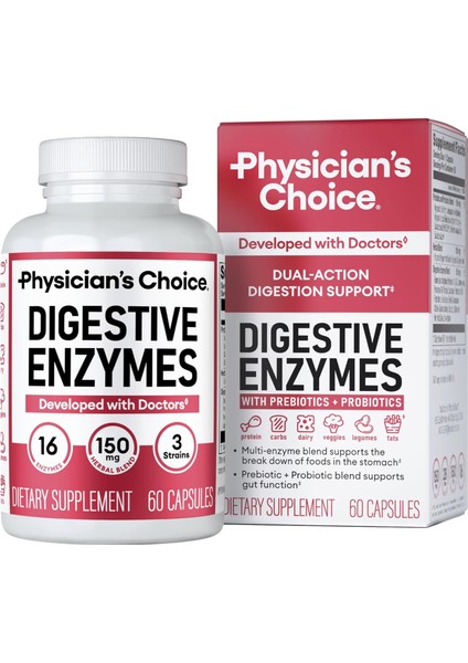 Digestive Enzymes - Multi Enzymes, Organic Prebiotics & Probiotics For Digestive 60 Capsules