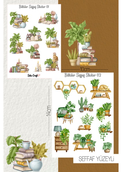 Bitkiler Temalı Şeffaf Sticker Seti 01-02 Ajanda Planlayıcı Bullet Journal Için Uygundur
