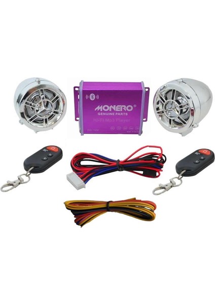 Motosiklet Müzik Sistemi Bluetooth Mp3 Çalar Alarm Radyo Nikel