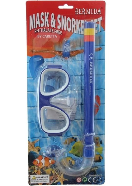 Bermuda Cobra Klasik Maske Şnorkel Set ve Kulak Tıkacı Mavi