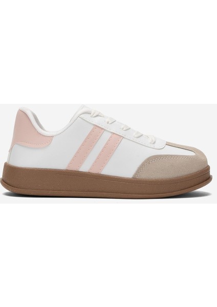 Unisex Rahat Hafif Spor Ayakkabı Beyaz - Pudra