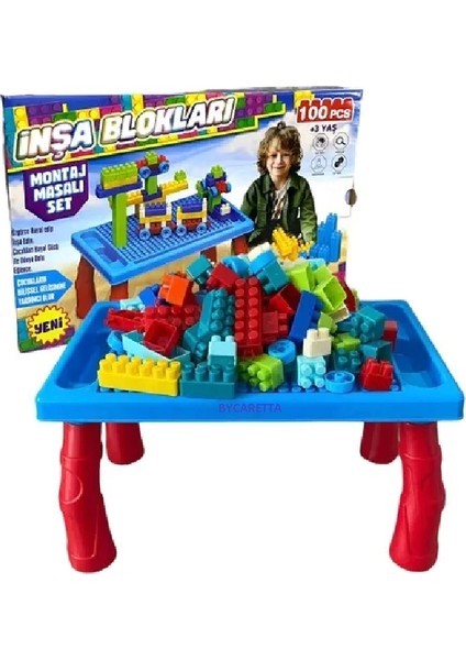 Eğitici Blok Aktivite Masa Seti Inşa Blokları LEGO Mavi