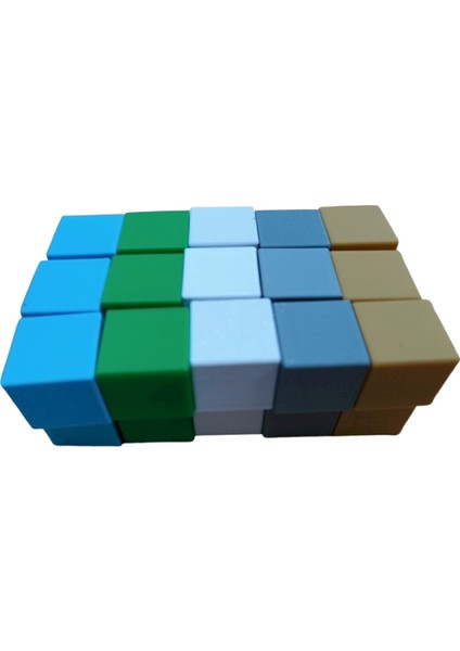 Tahtaköy 3D Renkli Küp ve Yerleştirme Tablası 20X20X20MM 30 Adet Küp ve Tablası Karışık Renk