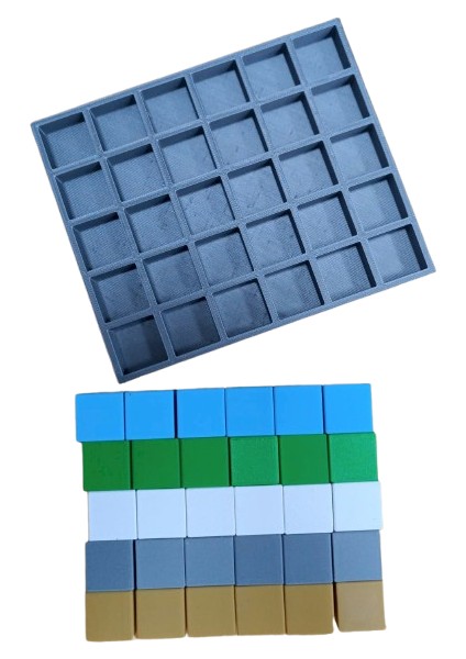 Tahtaköy 3D Renkli Küp ve Yerleştirme Tablası 20X20X20MM 30 Adet Küp ve Tablası Karışık Renk