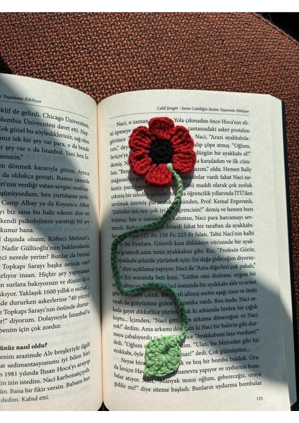 Örgü Amigurumi Çiçek Kitap Ayracı, Gelincik Kitap Ayracı modelleri