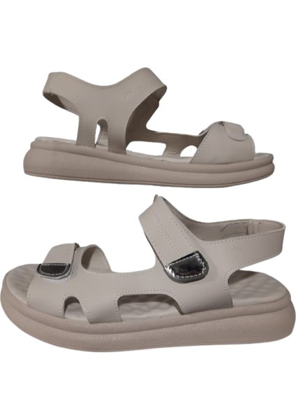 Rahat Cırtlı Alçak Düz Taban Yazlık Kadın Sandalet