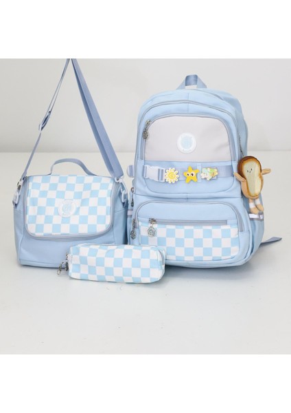 Bagprıme Ilkokul Ortaokul Kız Çocuk Sırt Çantası 5 Cepli 3'lü Set - Laptop Bölmeli Peluş Oyuncak Hediyeli Su Geçirmez Kumaş Özellikli