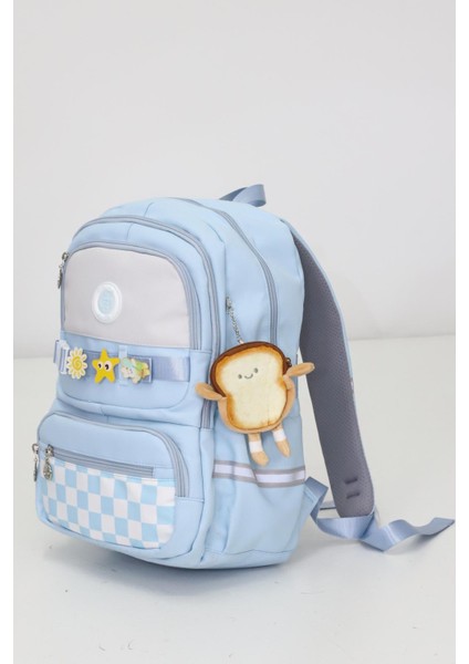 Bagprıme Ilkokul Ortaokul Kız Çocuk Sırt Çantası 5 Cepli 3'lü Set - Laptop Bölmeli Peluş Oyuncak Hediyeli Su Geçirmez Kumaş Özellikli