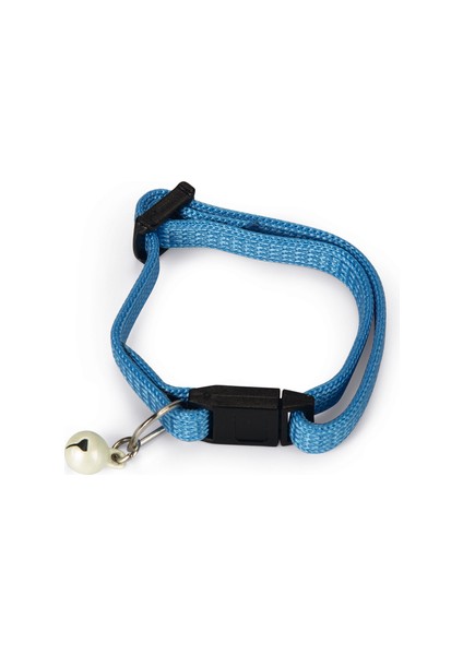 Yavru Kedi Boyun Tasması, Zilli, Mavi, 15-22CM