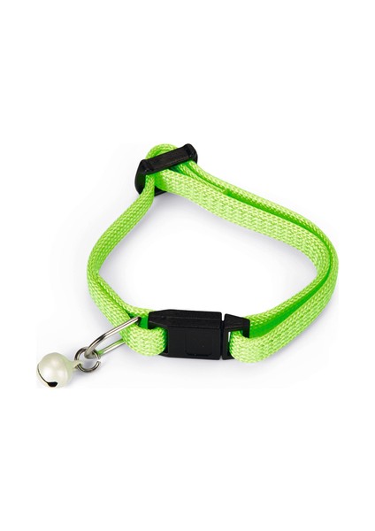Yavru Kedi Boyun Tasması, Zilli, Parlak Yeşil, 15-22CM