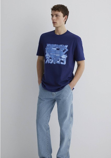 Superman Baskılı Lacivert Tişört 0612658-70496