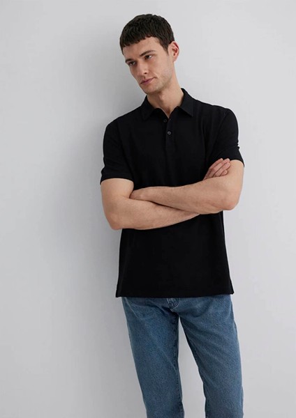 Regular Siyah Erkek Polo Yaka T-Shirt M0612633-900 fiyatları