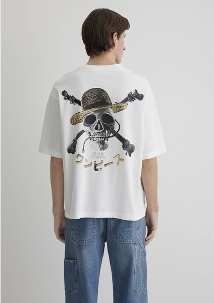 One Piece Baskılı Ekru Tişört 0612663-70057 fırsatları