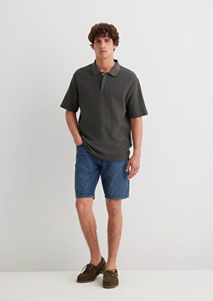 Lucas Street Gölgeli Koyu Mavi Jean Şort 0412607-89929