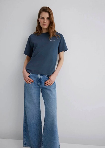 Mv Baskılı Koyu Lacivert Kadın T-Shirt M1613148-70500 fiyatları