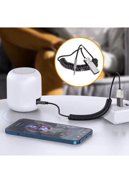 Bluetooth Wireless Bt5.1 USB To 3,5mm Araç Kiti Bluetooth Araç Içi Fm Transmitter Hif Ses Destekli