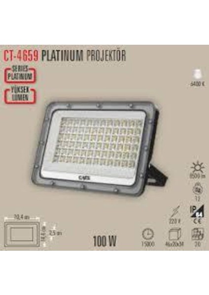 CT-4659 100WATT Platinium LED Projektör Beyaz Işık