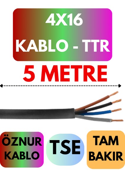 Öznur 4X16 Ttr Kablo Metre Seçenekli (Siyah)