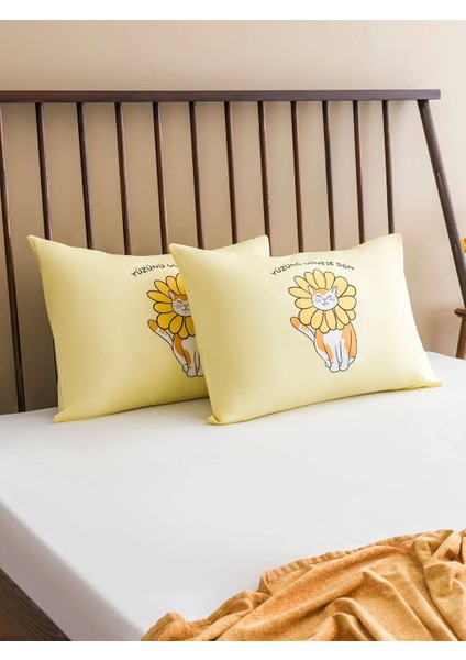 Lcw Home Sari Çiçek Baskılı Pamuklu Yastık Kılıfı 2'li 50 x 70 cm
