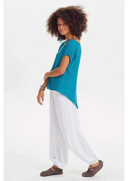 Etnik Desenli Beli Lastikli Salaş Şalvar Pantolon modelleri