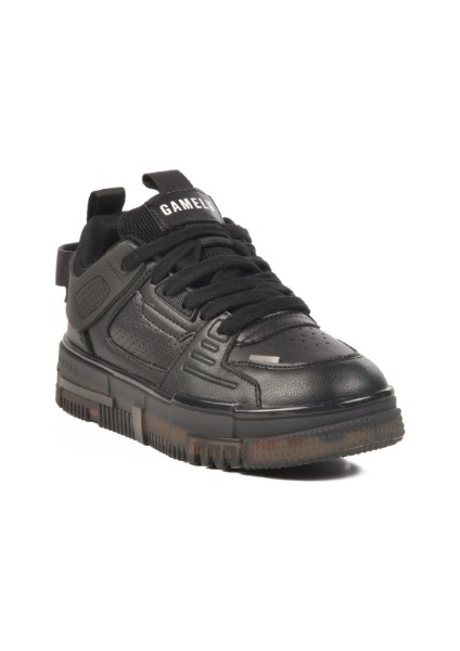 25-Frey Beyaz & Siyah Bağlı Memory Foam Taban Sneaker Spor Ayakkabı