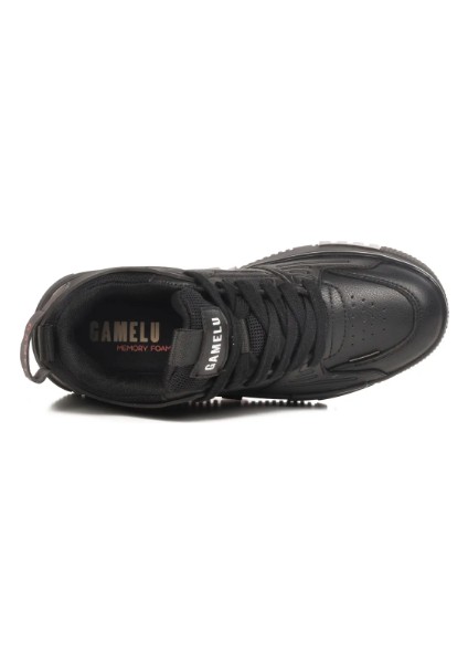 25-Frey Beyaz & Siyah Bağlı Memory Foam Taban Sneaker Spor Ayakkabı