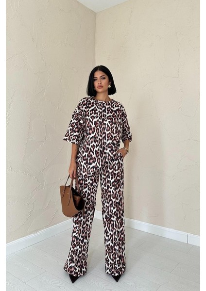 Leopar T-Shirt ve Pantolon Takım