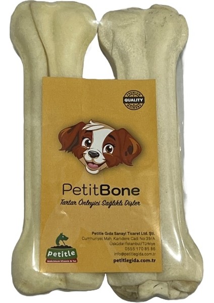 Küçük ve Orta Irk Köpekler Için Sütlü Sığır Derisi Press Köpek Kemiği 15 cm 2'li Paket