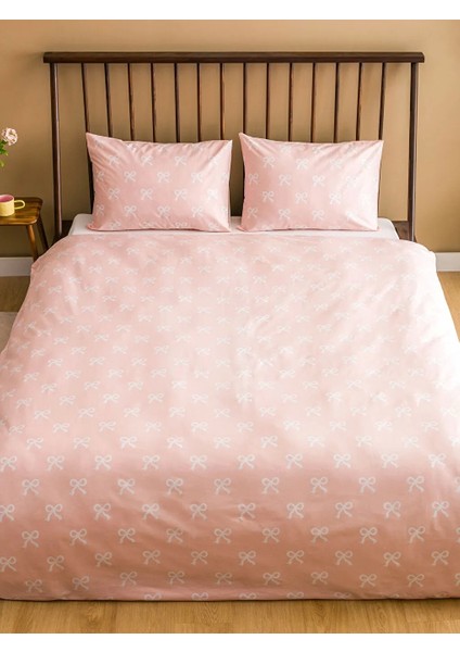 Lcw Home Pembe Fiyonk Desenli Pamuklu Çift Kişilik Nevresim Seti