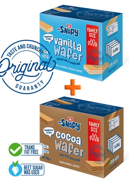 Vanilyalı Gofret 800 gr 3 Adet & Kakaolu Gofret 800 gr 3 Adet