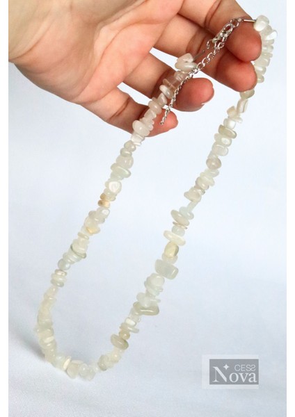 Sertifikalı Ay Taşı Doğal Taş Kolye - Burç Taşı 42 -44 cm fiyatları