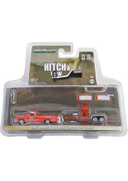 Nessiworld Greenlight 1/64 1967 Dodge D-100 With Tandem Car Trailer fiyatları