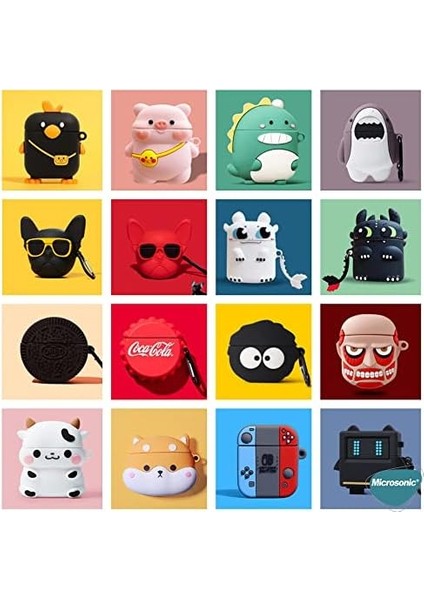 Airpods 1. Nesil / 2. Nesil Için Kılıf Cartoon Figürlü Silikon Crtn-Fgr-Gry-The-Snl [airpods 1/2 ile Uyumlu Kılıf - Pembe - Kırmızı]