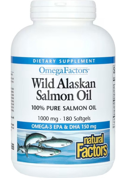 Omega Factors, Wild Alaskan Salmon Oil, 1,000 mg , 180 Softgels