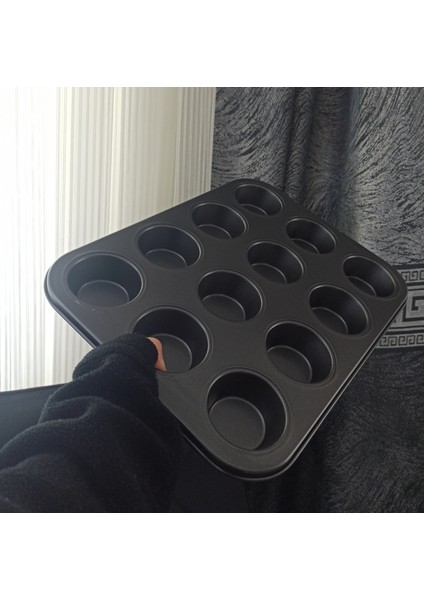 Home 12'li Muffin Kek Kalıbı/ Muffin Kalıbı/ Kek Kalıbı + Muffin Kağıdı (100 Adet)+Krema Sıkma Torbası
