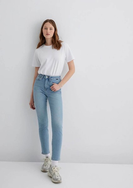 Star Gold Shape Puslu Buz Mavi Jean Pantolon 101077-89180