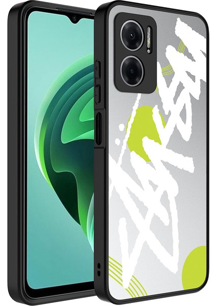 Xiaomi Redmi Note 11E Kılıf Aynalı Desenli Kamera Korumalı Parlak Fyg Mirror Kapak-Yazı
