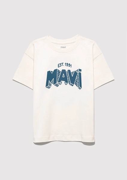 Oversize Kırık Beyaz Erkek Çocuk T-Shirt M6610339-70057