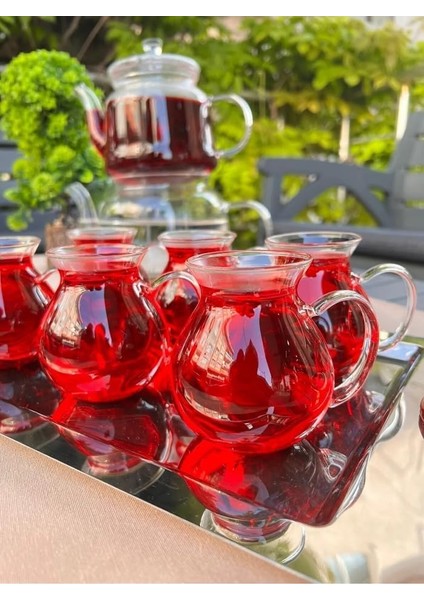 Home Keyfi Ala 6'lı Borosilikat Cam Çay Bardağı Seti, 200ML Termisil Kupa, Şık ve Dayanıklı, Çay Vakti Için Ideal (6 Adet)