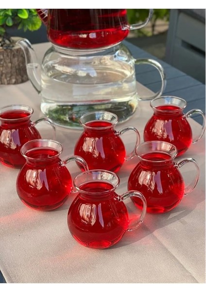 Home Keyfi Ala 6'lı Borosilikat Cam Çay Bardağı Seti, 200ML Termisil Kupa, Şık ve Dayanıklı, Çay Vakti Için Ideal (6 Adet)
