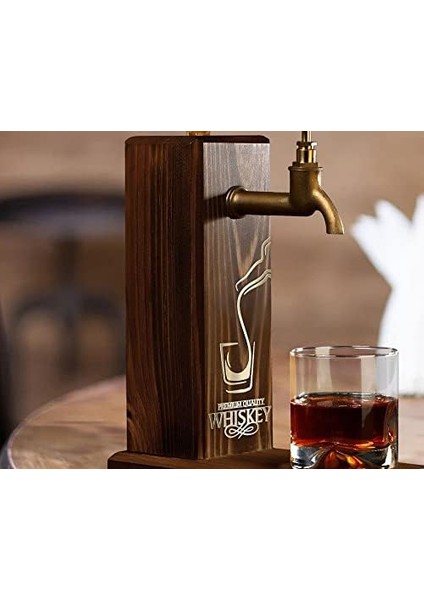 Gift Özel Viski Baskılı Musluklu Doğal Ahşap Içki Standı, Içki Çeşmesi, Doğum Günü Hediyesi, Ev Hediyesi, Içecek Dispenseri