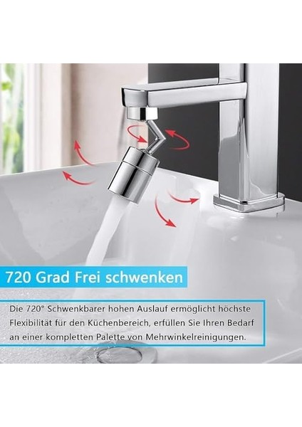 Home 720 Derece Döndürülebilir Musluk Akış Regülatörü, Musluk Havalandırıcı, 22 mm Iç Dişli ve Dış Dişli Mutfak/banyo Musluğu Başlığı