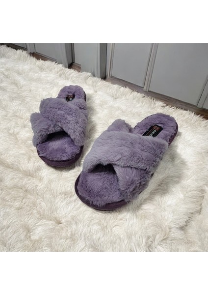 Sessiz Taban Çapraz Kışlık Peluş Terlik