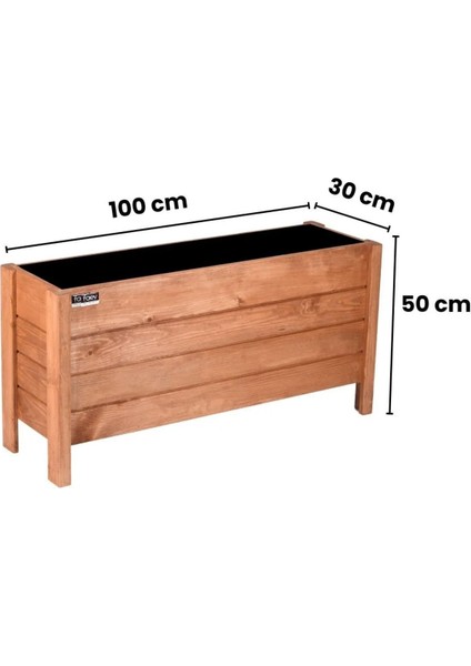 Ahşap Dış Mekan Saksısı Dekoratif Saksı Büyük Boy Hazır Kurulu 100CM x 30CM Yükseklik 50CM