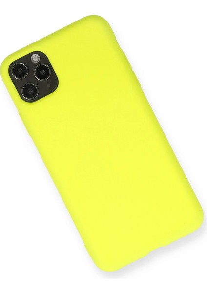 Apple iPhone 11 Pro Max Kılıf Nano Içi Kadife Silikon - Sarı Ynsmr