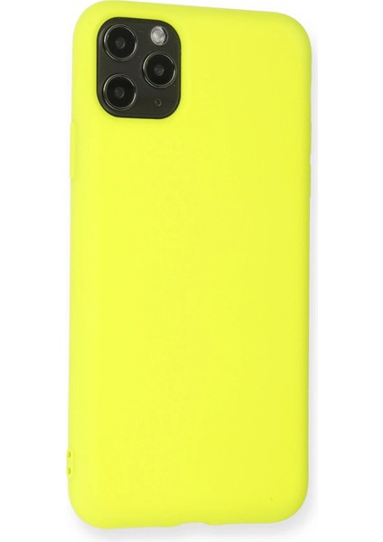 Apple iPhone 11 Pro Max Kılıf Nano Içi Kadife Silikon - Sarı Ynsmr