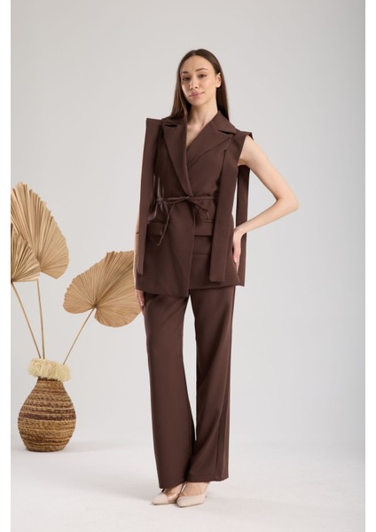 Kahverengi Premium Kumaş Yelek Pantolon Takım Elbise fiyatları