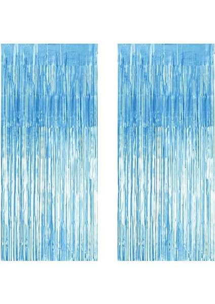Mavi Masa Örtüsü ve Mavi Masa Eteği, 2 Adet Mavi Arka Fon Perde modelleri