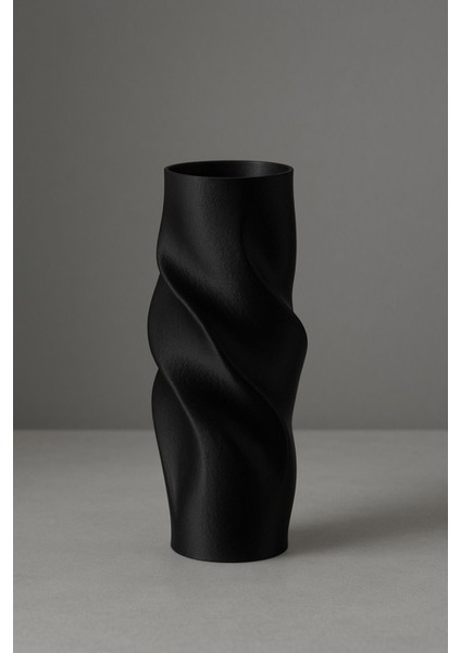 Luna Siyah Spiral Modern Tasarım Minimal Dekoratif Vazo